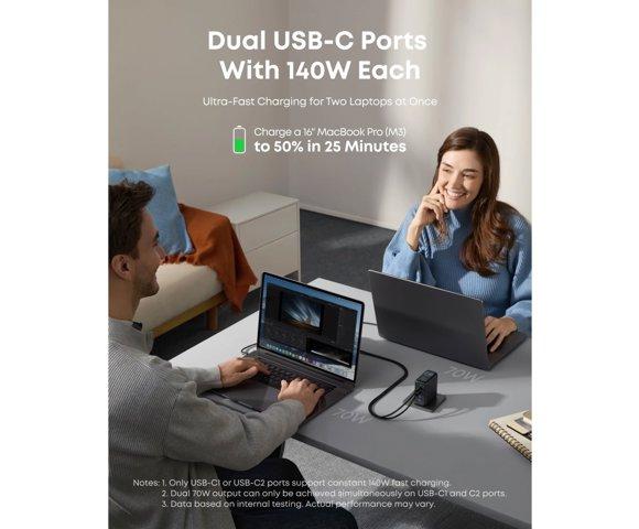 Anker Charger (140W, 4-Port, PD 3.1) Black - slika 3