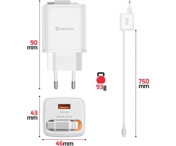 Swissten SlideCHARGE 45W White punjač - slika 3