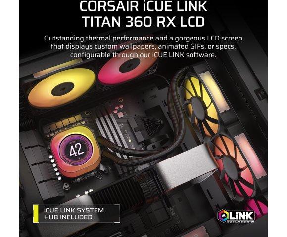 Corsair iCUE LINK TITAN 360 RX LCD vodeno hlađenje - slika 2