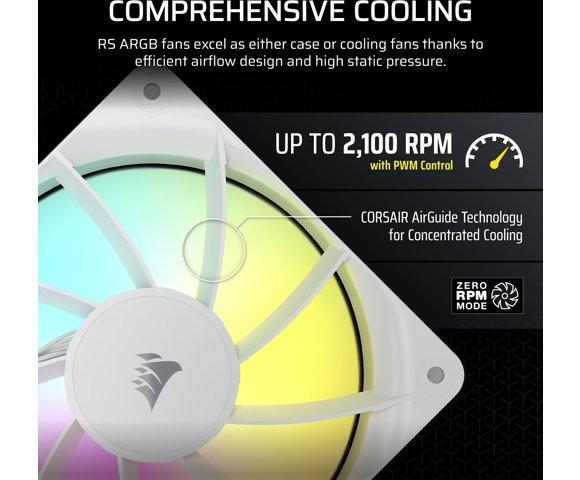 Corsair RS120 ARGB 120mm PWM Fans White (Triple Pack) - slika 5