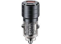 USAMS 95W USB-A + USB-C Black Auto punjač