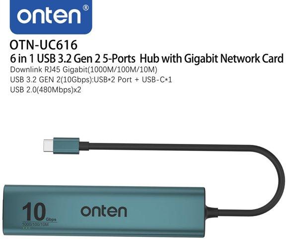 Onten UC616 6-u-1 USB hub - slika 5