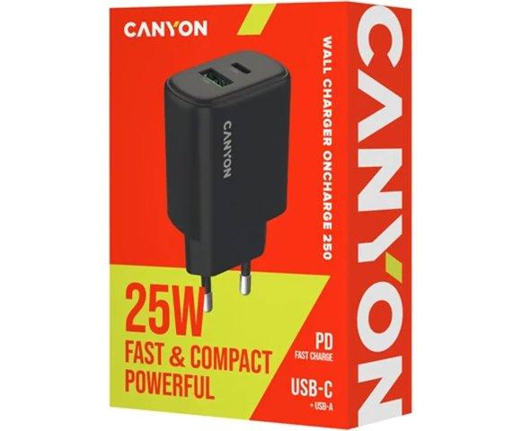 Canyon OnCharge USB-A/C 250 Black punjač - slika 7