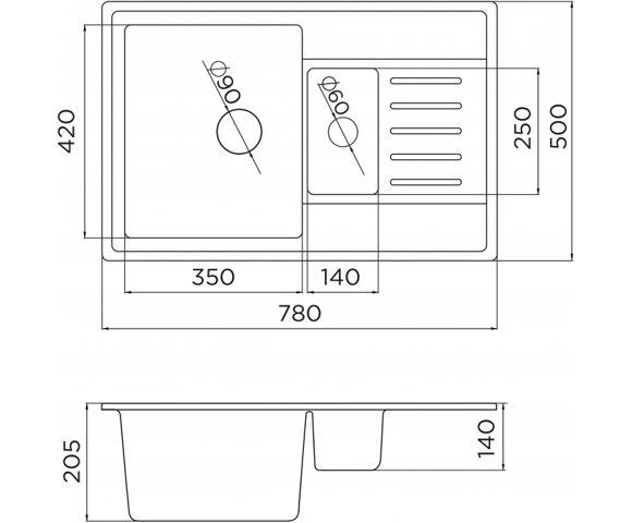 METALAC XQUADRO PLUS 1.5D 780X500 (Bez) - slika 2
