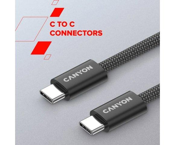 Canyon OnWire 60MG Grey Type-C 1m 60W pleteni magnetni kabl - slika 10