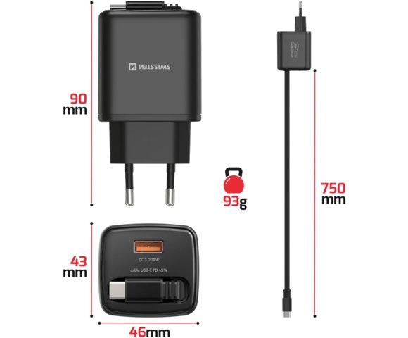 Swissten SlideCHARGE 45W Black punjač - slika 3