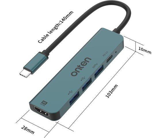 Onten UC907 5-u-1 USB hub - slika 4