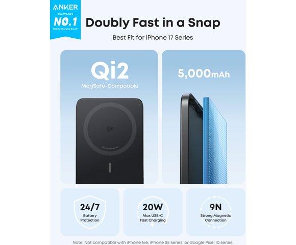 Anker MagGo Nano Ultra-Slim 5000mAh Black power bank - slika 3