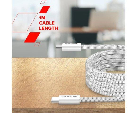 Canyon OnWire 60MG White Type-C 1m 60W pleteni magnetni kabl - slika 8