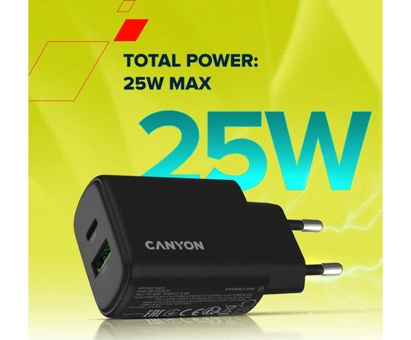 Canyon OnCharge USB-A/C 250 Black punjač - slika 10