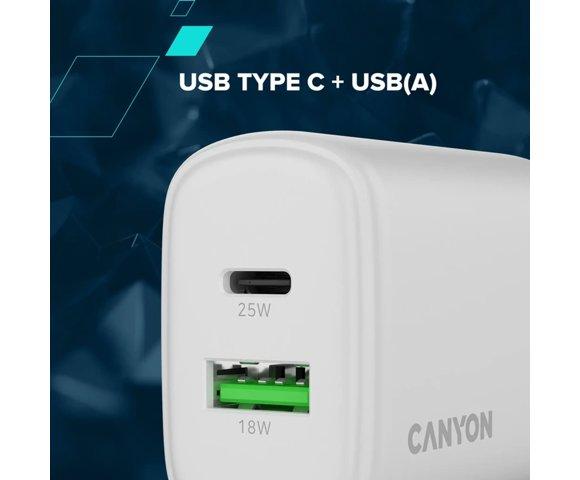 Canyon OnCharge USB-A/C 250 White punjač - slika 8