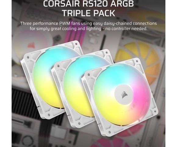 Corsair RS120 ARGB 120mm PWM Fans White (Triple Pack) - slika 2