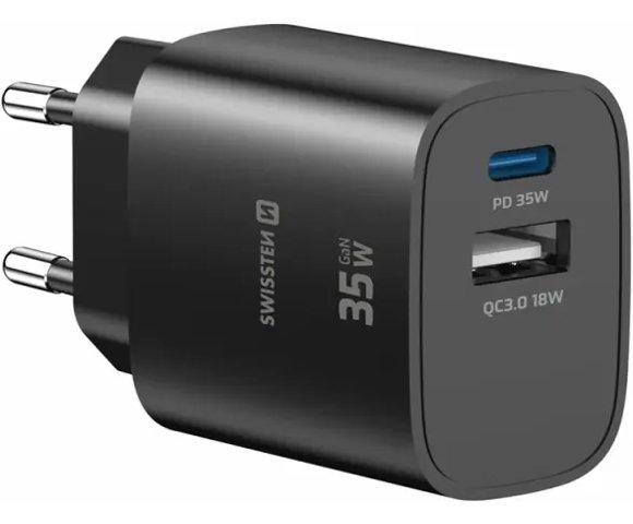 Swissten 35W USB-C / 18W USB-A BLACK adapter za punjenje - Multicom