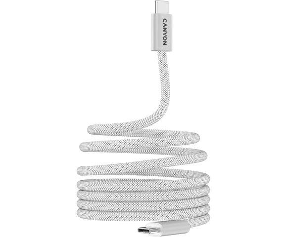 Canyon OnWire 60MG White Type-C 1m 60W pleteni magnetni kabl - slika 3