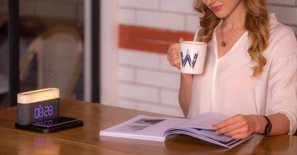 Moye Aurora Lamp with Clock and Wi-Fi Charger