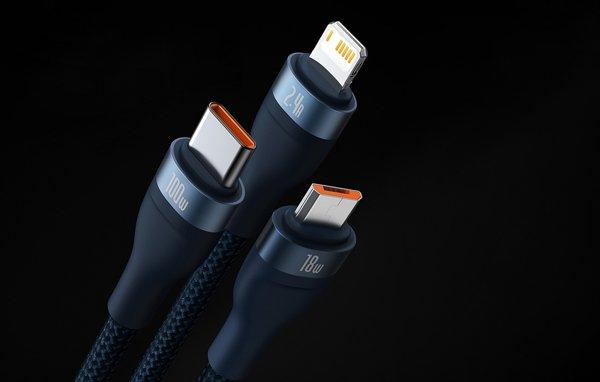 Baseus Flash 3-in-1 100W 1.2m Blue