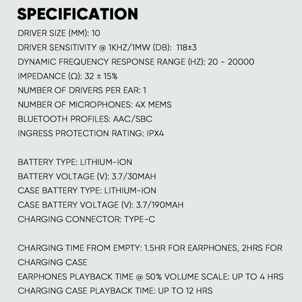 SONICGEAR EarPump TWS Q1 ANC White