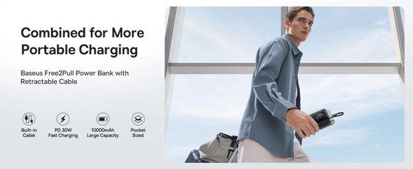 Baseus Free2Pull 10000mAh Grey Power Bank