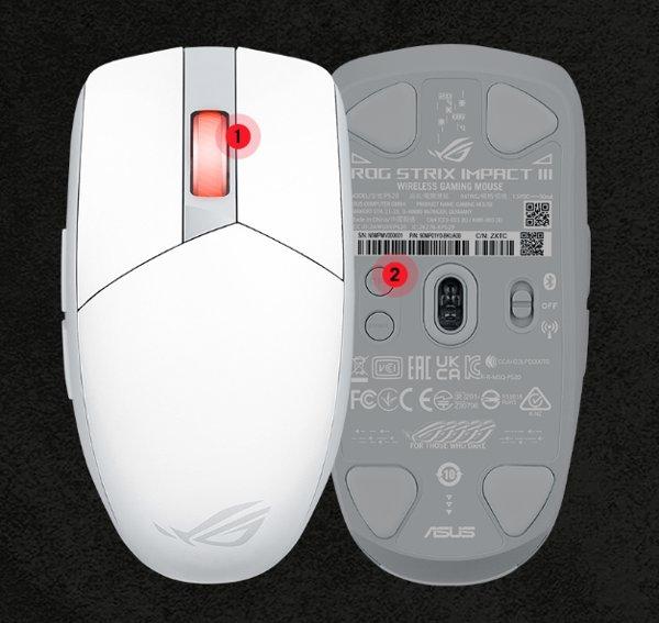 ASUS ROG Strix Impact III Wireless (White) miš