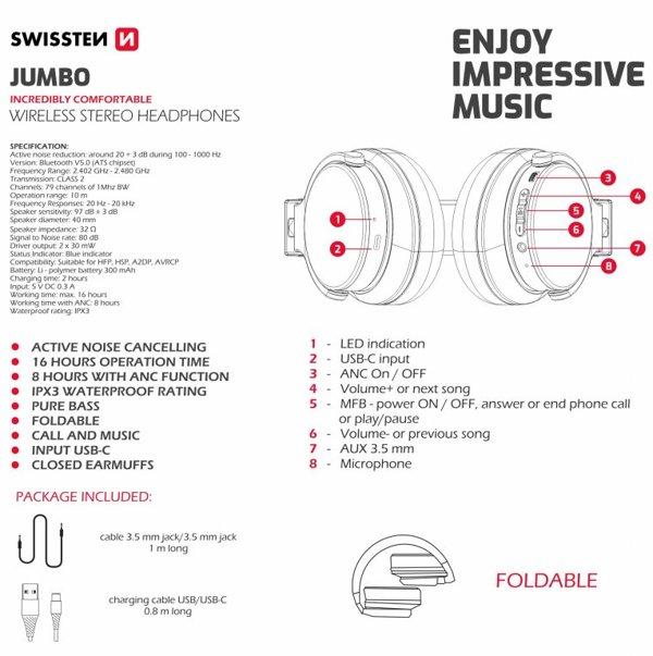 SWISSTEN Jumbo ANC (Black)