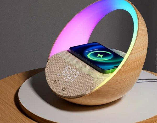 Moye Aurora Lamp with Clock and Wi-Fi Charger