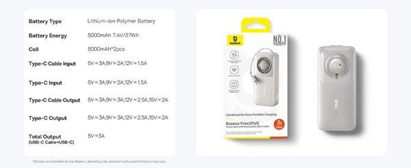 Baseus Free2Pull 10000mAh Grey Power Bank