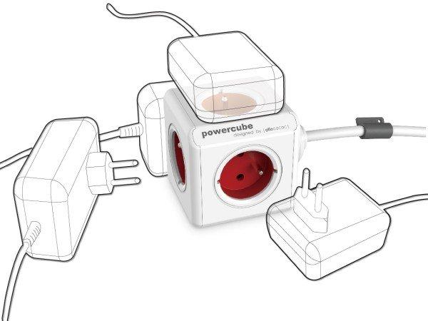 Allocacoc PowerCube Extended 1,5 m - red